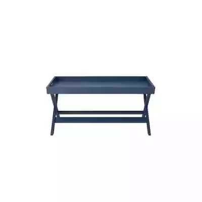 StyleWell Coffee Table Blue Solid Wood Tray Top Steel Rectangle 40 In. Length • $170.41