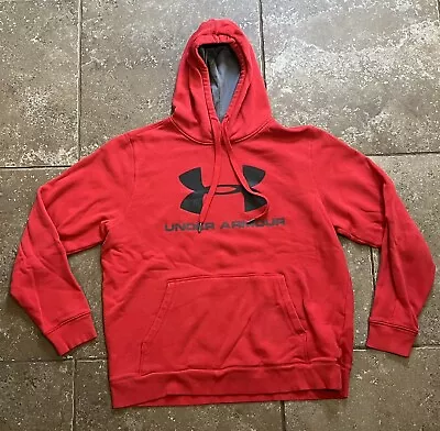 Under Armour Sweatshirt Hoodie Red Black Logo Fitted Fit L Mens Cold Gear Large • $16.99