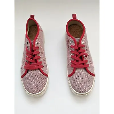 Zara Boys Red Fabric Plimsolls Lace Up Sneakers With Jute Trimming Size 5.5 US • $29.99
