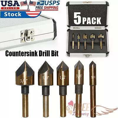 5Packs HSS Industrial Cobalt Countersink Drill Bit Set Reamer Sink Metal Chamfer • $15.89