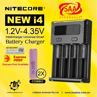 Nitecore New I4 Battery Charger +2X Samsung 30Q  Li-ion Battery 3000mAH 15A • $59.99