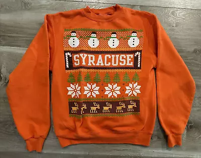 Vintage Syracuse Crewneck Sweatshirt Champion Eco Fleece Christmas Orange Small • $19.99