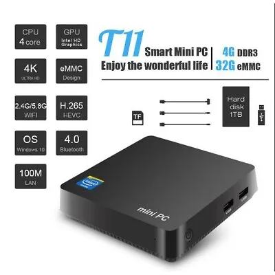 Mini PC Intel Z8350 4 Core RAM 8GB ROM 128GB WIN10 HDMI&VGA Output WIFI UHD H265 • $163.90