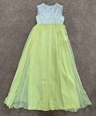 Vintage 70s Yellow Sleeveless Lined Long Prom Bridesmaid Dress-32  Chest • $29.99