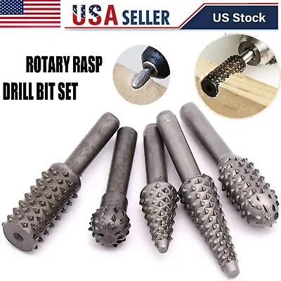 Wood Carving File Rasp Power 5pcs Drill Bits Set Rotary Rasp Grinder Shank Set • $6.99