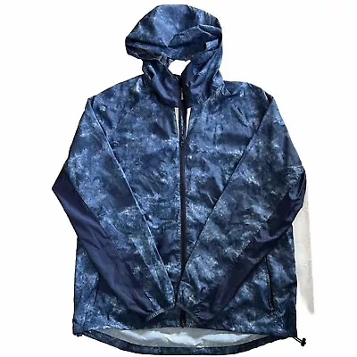 Mossimo Jacket Mens L Tie Dye Blue Windbreaker Full Zip Pockets Hood Running • $15.99