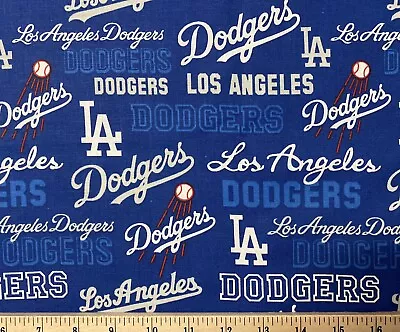 MLB LOS ANGELES LA DODGERS Baseball Fancy HALF Yard (18” X 44”) Cotton Fabric • $9.95