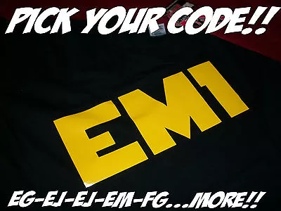 Jdm Style Honda Civic Chassis Code T-shirt Ef Eg Ek Em Fg Si Del Sol Ek9 Eg6 Em1 • £19.29