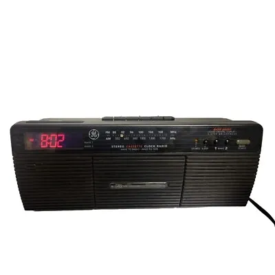 Vintage General Electric Ge 7-4976a Stereo Cassette Clock Radio Recorder Player • $28