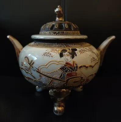 Japanese's Koro Incense Burner - Hand Painted Antique - Made In Japan. • £25.99