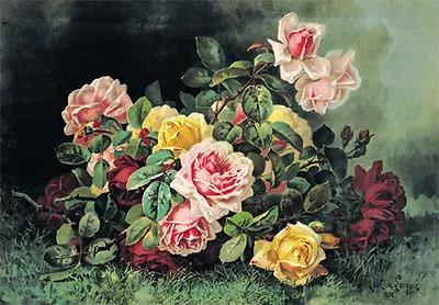 Gathering Of Roses By Paul De Longpre (Art Print Of Vintage Art) (10x7) • $12.95