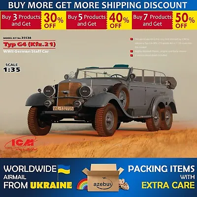 Mercedes-Benz Typ G4 Kfz.21 German Staff Car WWII 1/35 Scale Model Kit ICM 35538 • $54.74