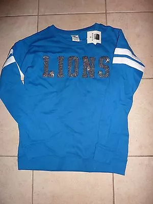 Victorias Secret Pink Bling Nfl Detroit Lions Scoopneck/crew Sweatshirt Nwt • $64.99