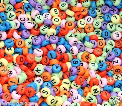 7 Mm Assorted Quality Alphabet Letter Disk Bead Colourful Letters Randomly Mixed • £4.49