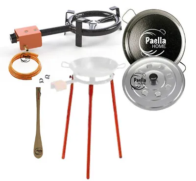 26cm Original Paella Pan Set + 20cm Gas Burner + Aluminium Lid + Wooden Spatula • £56.09