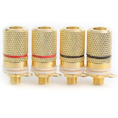 £7.25 • Buy 4x Solder Type Speaker Binding Post Terminal Sockets Gold Plated 4mm BINPOS01