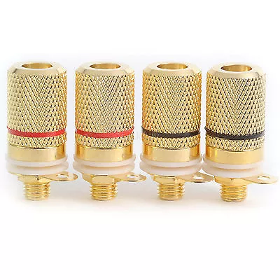 £7.25 • Buy 4x Solder Type Speaker Binding Post Terminal Sockets Gold Plated 4mm BINPOS01