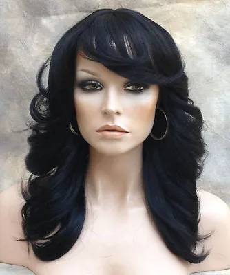 Human Hair Blend Heat Safe Wig Feathered And Layered Off Black WBOH 1B • $99.95