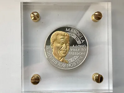 NELSON MANDELA FATHER OF A NATION 100gm STERLING SILVER PROOF COIN MEDALLION • £160.86