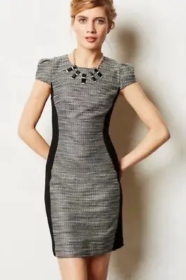 Moulinette Soeurs Anthropologie Grisaille Metallic Tweed Sheath Dress Size 10 • $9.99