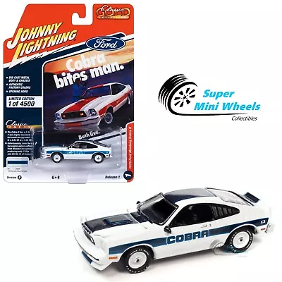 Johnny Lightning 1:64 - 1978 Ford Mustang Cobra II – Gloss White W/Blue Stripes • $8.99