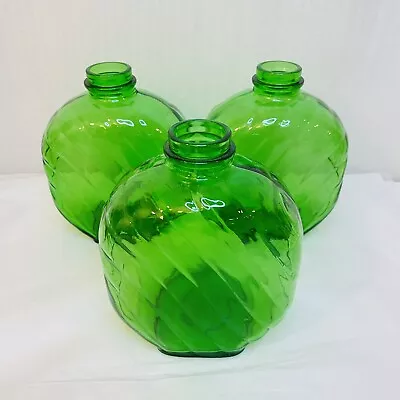 3 Vintage Green Ribbed Duraglas Bottles Jars PAT. PENDING 1 Marked E 1414 • $28.05