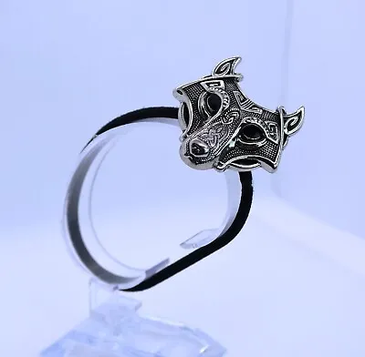 Silver Or Bronze Tone Viking Wolf Elastic Hair Band Ponytail Holder Women/Men • $11.75