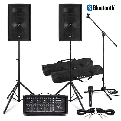 Complete Band PA System With SL10 Passive Speakers Mic & 8 Channel Mixer Amp • £469
