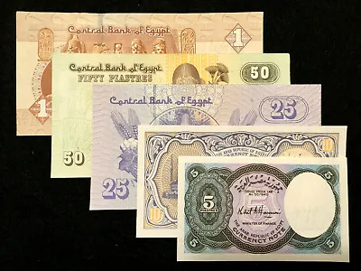 $7.25 • Buy Uncirculated Brand New Authentic Egypt Bills - 5 10 25 50 Piastres & 1 Pound