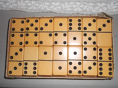 Vintage Bakelite Butterscotch Complete Domino Tile Set • $30