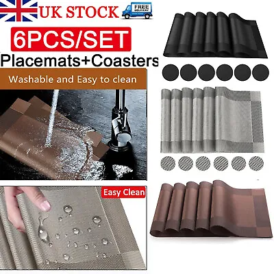 Set Of 6 PVC Place Mats And Coasters Dining Table Placemats Non-Slip Washable • £8.65