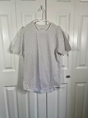 Bylt Shirt Mens Medium White Polka Dot Drop Cut Lux Short Sleeve Stretch • $5
