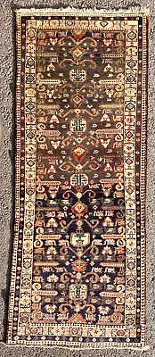 VINTAGE KUBA RUNNER HAND MADE WOOL CAUCASIAN KAZAK RUG CARPET 9'2  X 3'7  • £397.50