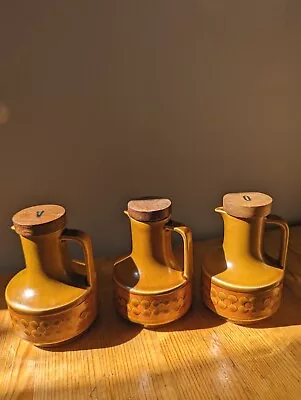 Hornsea Saffron Oil And Vinegar Bottles. Retro Kitchenware Collectables X3  • £19.99