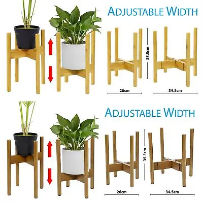 £14.95 • Buy 8 -12  Potted Plant Stand Bamboo Flower Pot Rack Display Planter Holder Indoor