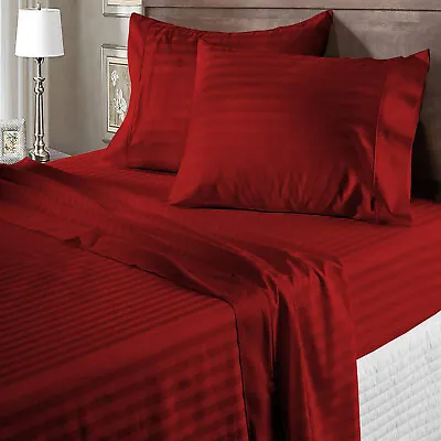 100% Cotton Extra Deep Pocket Marvelous Bedding Burgundy Stripes Choose Item • $81.69