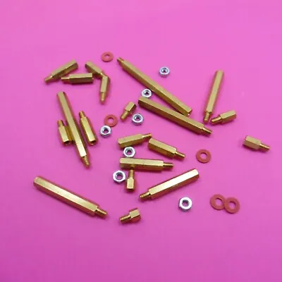 Hexagon M4 Male Brass Spacer Pillars + Washer & Nut Standoff PCB Hex Stand Off • £3.61