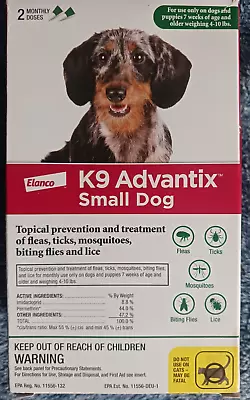 Elanco K9 Advantix Small Dog 4-10 LBS ~ 2 Monthly Doses • $14.14