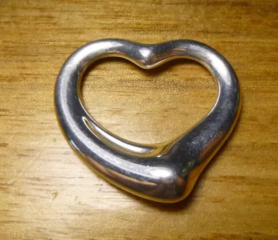 Large Tiffany & Co. Open Heart Pendant In Sterling Silver By Elsa Peretti • $145