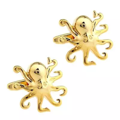 OCTOPUS CUFFLINKS Gold Deep Sea Aqaitic Life Diver Groom Wedding With Gift Bag • $11.95