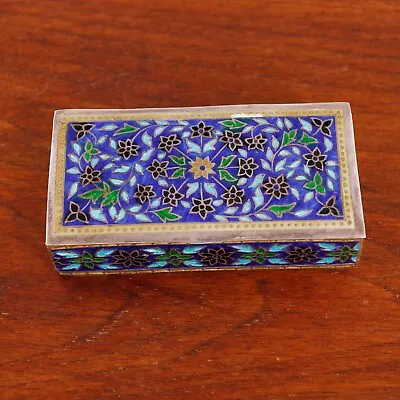 £143.80 • Buy Asian Sterling Silver Gilt & Enamel Decorated Box Foliate & Floral No Monogram