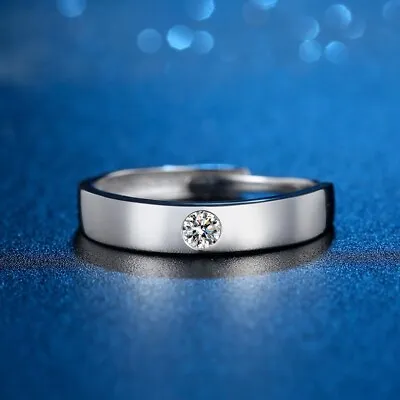 $39.99 • Buy Real Moissanite Diamond 925 Sterling Silver Men's Wedding Ring Wedding Band M172