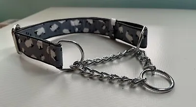 Martingale Half Check Stainless Steel Choke Chain Dog Collar In Grey Sheep Print • £7.15