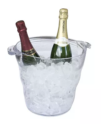 Double Acrylic Ice Bucket Wine Drinks Pail Cooler Champagne Display Clear 16pint • £11.03