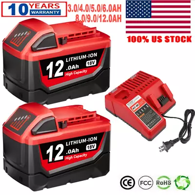 Battery For Milwaukee For M18 18V 12.0AH Extended Lithium 48-11-1890 Or Charger • $21.92