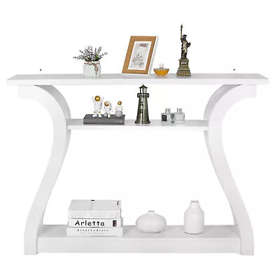 3-Tier 47  White Console Table For Living Room Entry Way Hallway Side Table Cozy • $71.58