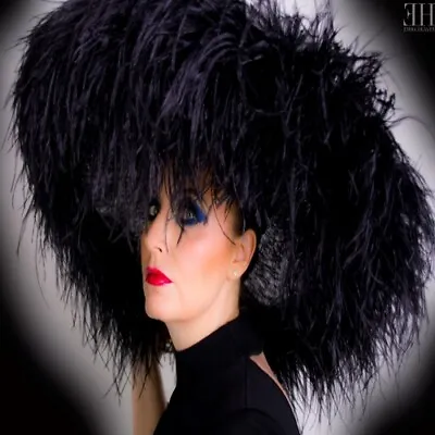 £305 • Buy Black Extra Large Feature Hat Ostrich Feather Boa Ascot-made To Order 21 Days