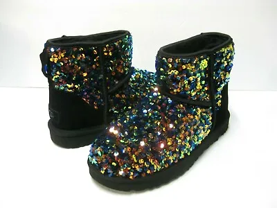 Ugg Classic Mini Stellar Sequin Women Ankle Boots Black Us 6 /uk 4 /eu 37 /jp 23 • $149.99