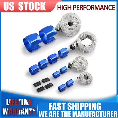 Stainless Braided Blue Engine/Vacuum/Fuel/Heater/Oil Line Hose Sleeve Dress Sale • $29.69