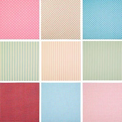 Cotton Fabric Material SPOT STRIPE GINGHAM CHECK Rose Hubble Pink Blue Red Green • £3.50